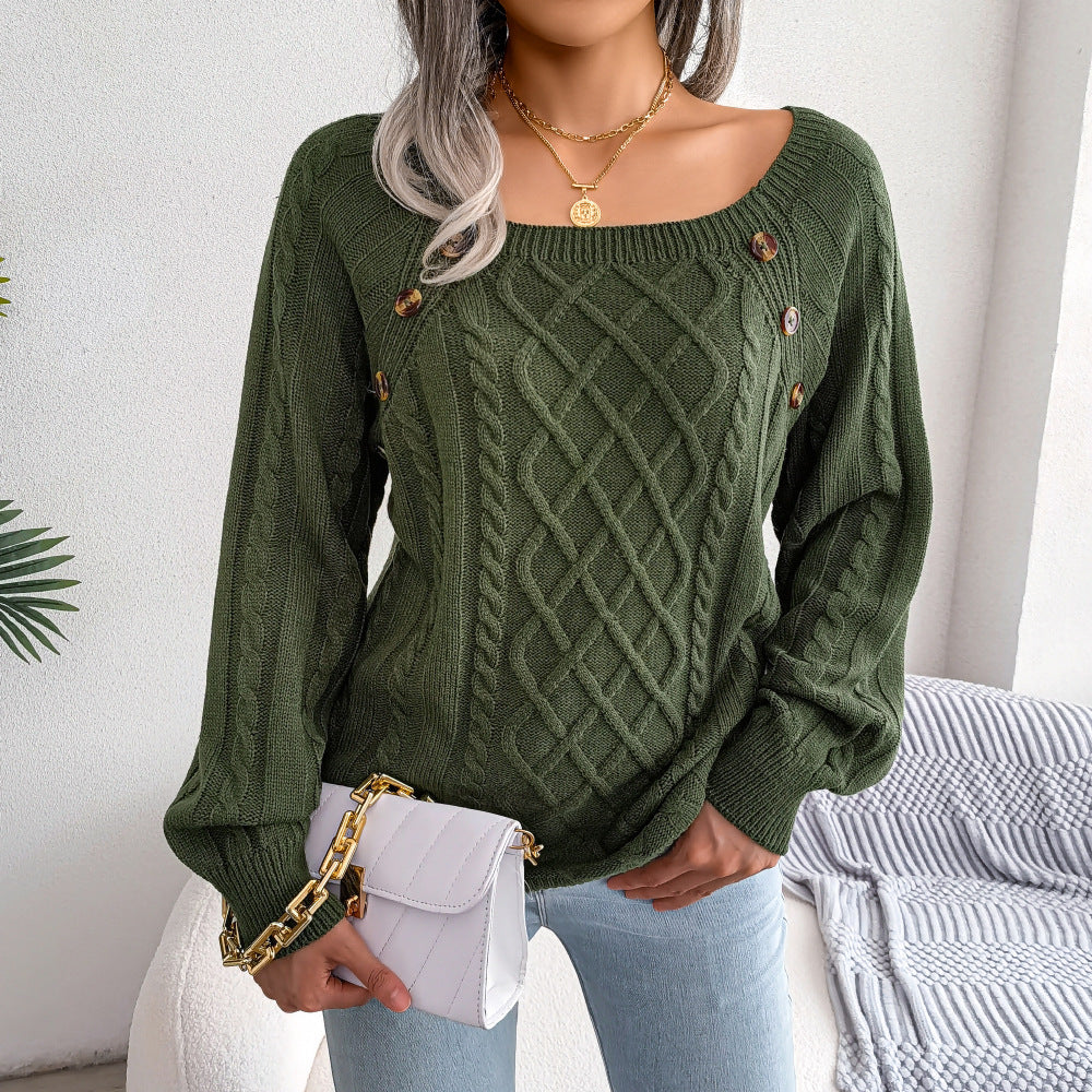 Square Neck Knitted Blouse