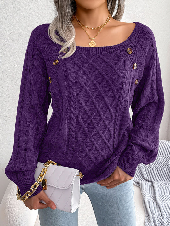 Square Neck Knitted Blouse