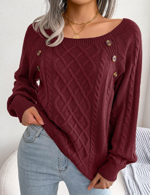 Square Neck Knitted Blouse